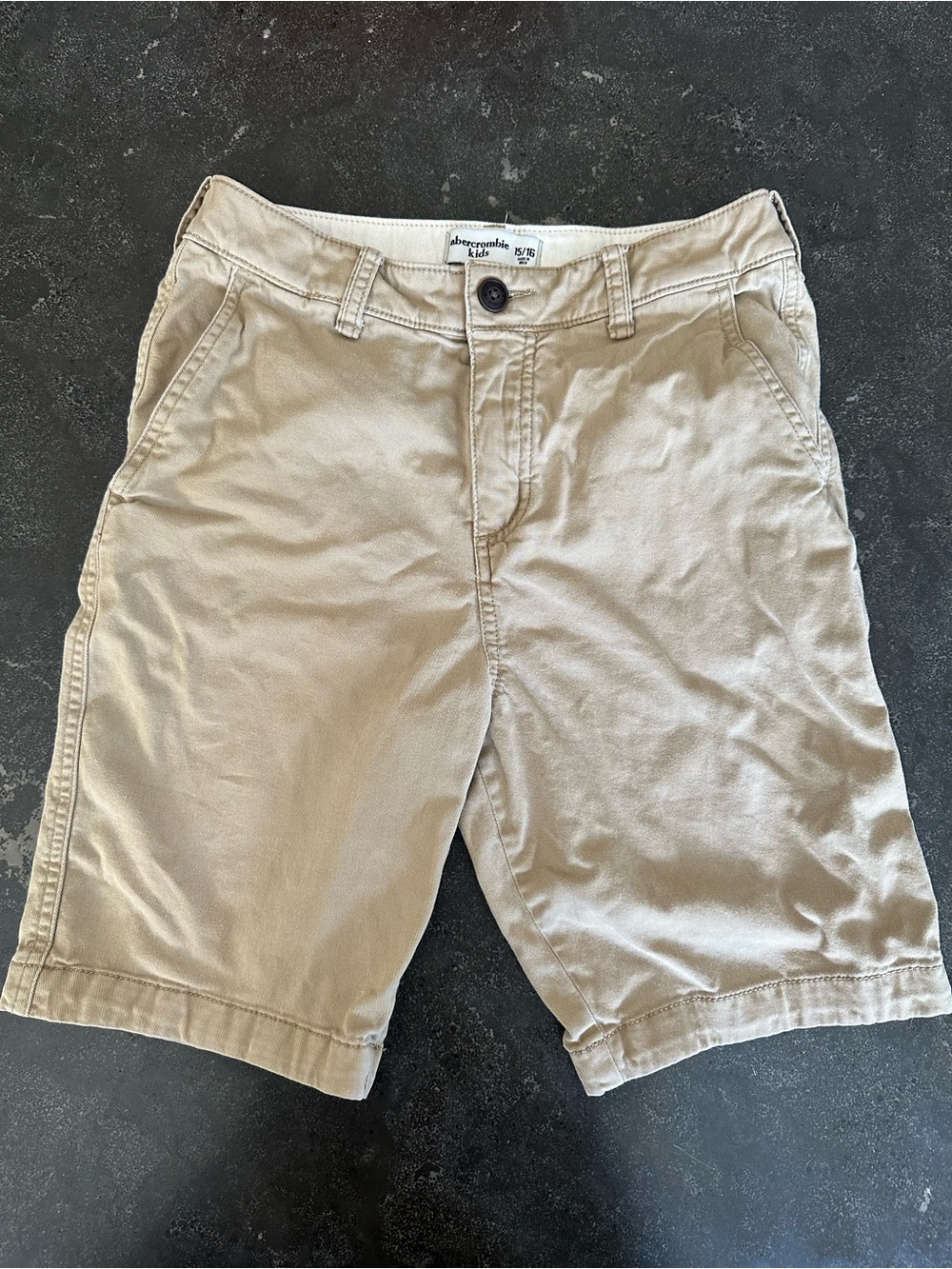 abercrombie kids Tan Flat Front Chino uniform Shorts